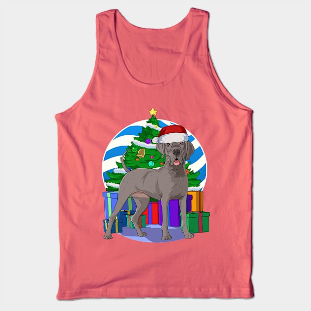 Great Dane Cute Santa Christmas Gift Tank Top by Noseking